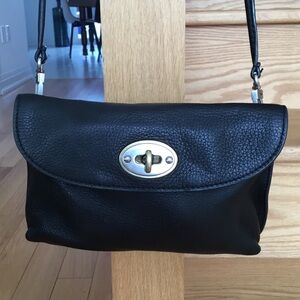 Fossil Black Leather Crossbody Bag